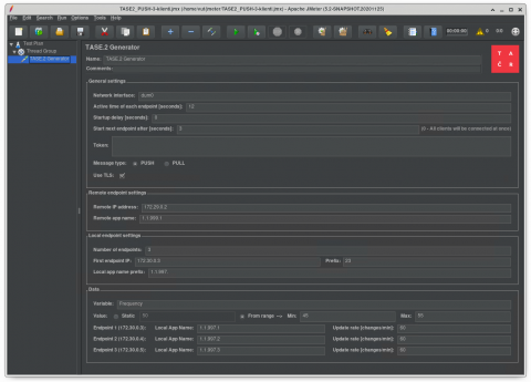 Příklad konfigurace TASE.2 v Apache Jmeteru
