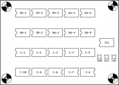 CMOS test board component placement