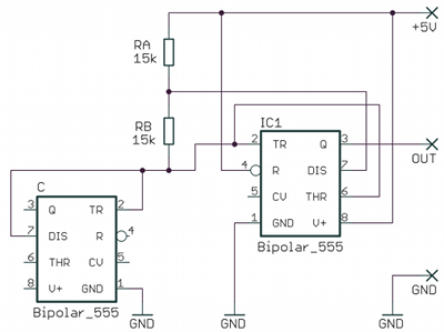 First try of bipolar "capacitor 555"